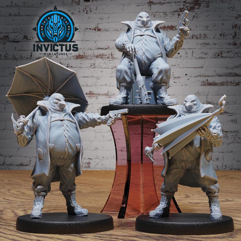 Penguin Baron Set / Cyberpunk Criminal Humanoid / Flightless Bird / Supervillain / Galactic Pirate / Space Bandit / Cosmic War Alien / Star Battle Army / Evil Corsair / Sci-Fi Encounter