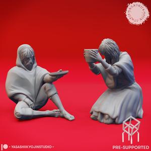 Townsfolk - Beggars - Tabletop Miniatures (Pre-Supported)