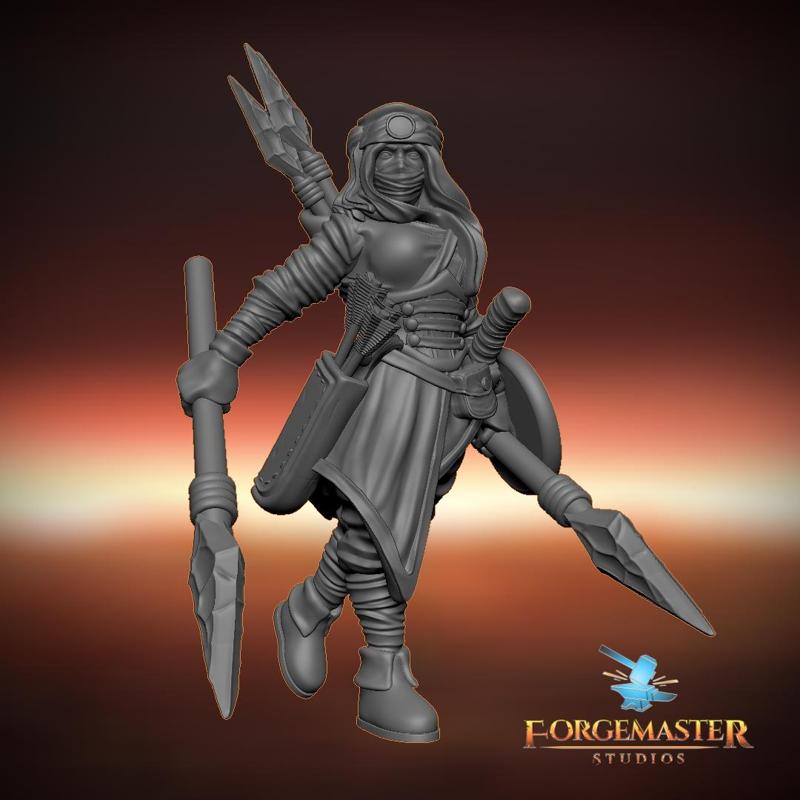 Female Desert Spearman - Pikemaiden Initiate Spear Pose 01