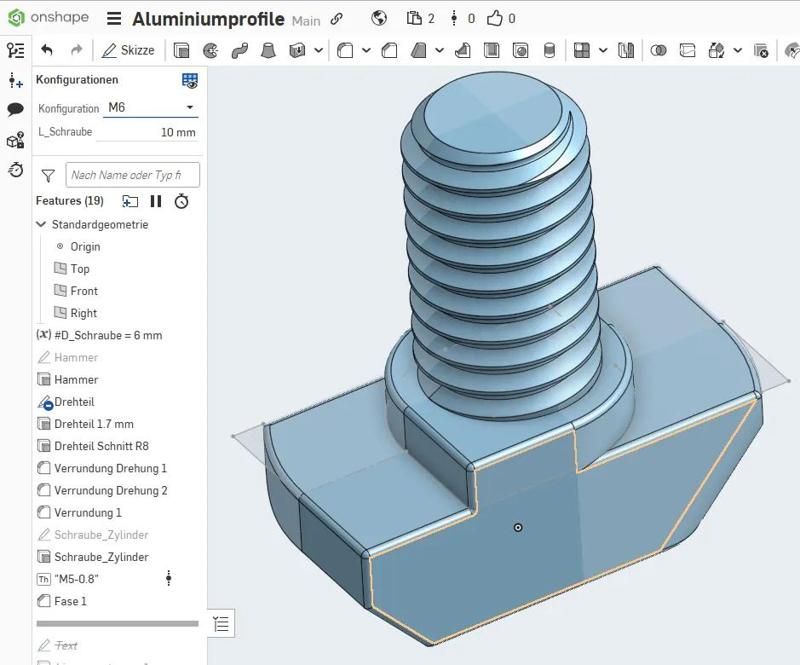 Hammerschraube für Nut 8mm M6 x 10 / 15 / 20 / 25 | Hammer Screw For Slot 8mm M6 x 10/ 15 / 20 / 25   