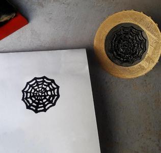 RUBBER INK STAMP - Spider web - INTERCHANGEABLE SEAL