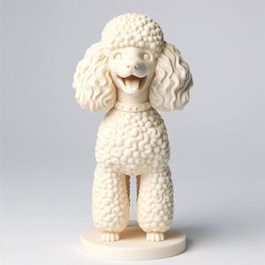 96 Laughing Curly Poodle - Ivory-Style Full-Figure Sculpture
