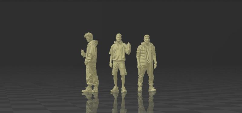 3 Pack 1/64 Scale Figures : Graffiti Artists Volume 1 : Urban Art for your Dioramas