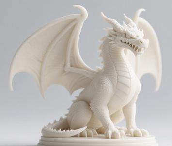 080 Menacing Fairytale Dragon in Ivory, character, monster, fantasy, art, sculpture, model, animal, 3d model, statue, creature, magic, 3d print, collectible, cat, wood, dragon, sword, base, warrior, wild, dog
