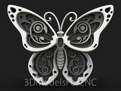 3D Model STL File for CNC Router Laser & 3D Printer Butterfly