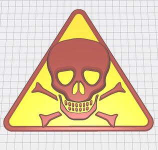 3D warning skull sign