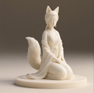 317 Fox Spirit Woman in Pu Song Ling Style, 3d printable, predator, model, triceratops, t-rex, animal, 3d model, statue, sculpture, bear, strong, 3d print, collectible, creature, club, magic