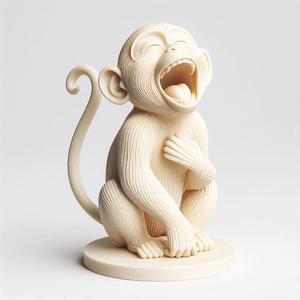 382 Laughing Monkey - 3D Printed Full-Figure Statue, art, sculpture, model, animal, 3d model, statue, creature, low poly, 3d print, collectible, cat, wood, dragon, sword, base, warrior, wild, dog