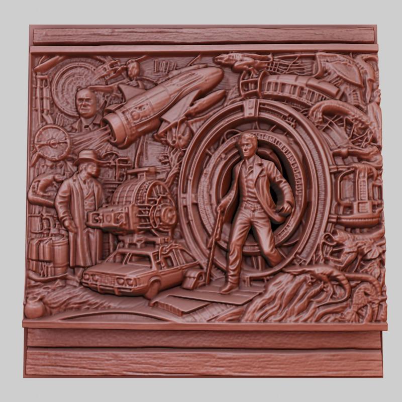 The Time Machine 3d printer relief medallion obj stl