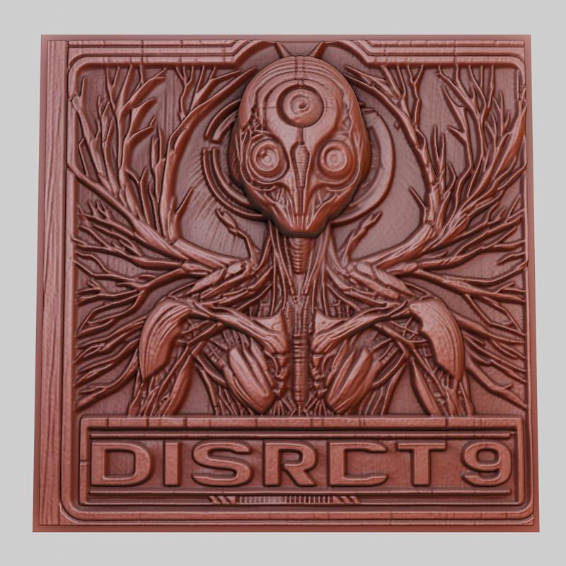 District 9 3d printer relief medallion obj stl