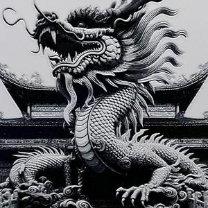 temple and chinese dragon IA Hueforge
