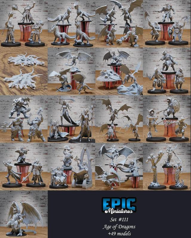Age of Dragons Set ‧ DnD Miniature ‧ Tabletop Miniatures ‧ Gaming Monster ‧ 3D Model ‧ RPG ‧ DnDminis ‧ STL FILE