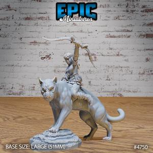 Hunter Girl Rider Black Panther ‧ DnD Miniature ‧ Tabletop Miniatures ‧ Gaming Monster ‧ 3D Model ‧ RPG ‧ DnDminis ‧ STL FILE