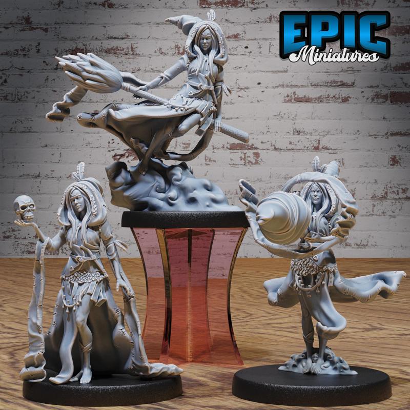 Tribe Green Witch Set ‧ DnD Miniature ‧ Tabletop Miniatures ‧ Gaming Monster ‧ 3D Model ‧ RPG ‧ DnDminis ‧ STL FILE