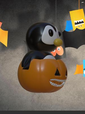 Cute Penguin in a Halloween pumpkin