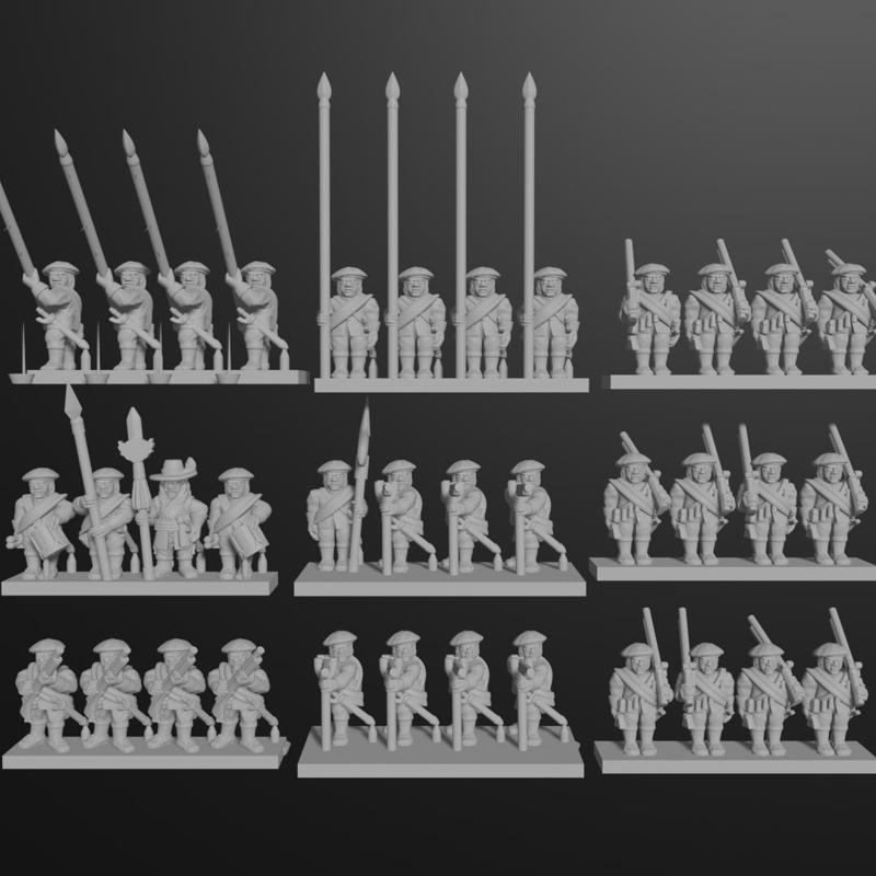 6-15mm 17th Century Pike & Shotte Scottish Infantry (ECW) & Blender File P&S-10