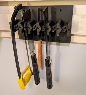 Saw and thin tool holder with French cleat backer