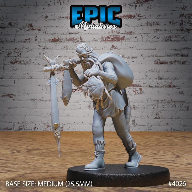 Villager Fisher Catch ‧ DnD Miniature ‧ Tabletop Miniatures ‧ Gaming Monster ‧ 3D Model ‧ RPG ‧ DnDminis ‧ STL FILE
