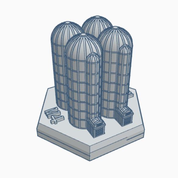 Grain Silos Hex Map Scale HMSM023