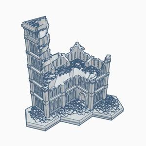 Gothic Ruined Building 44 with Hex Base GRHB044