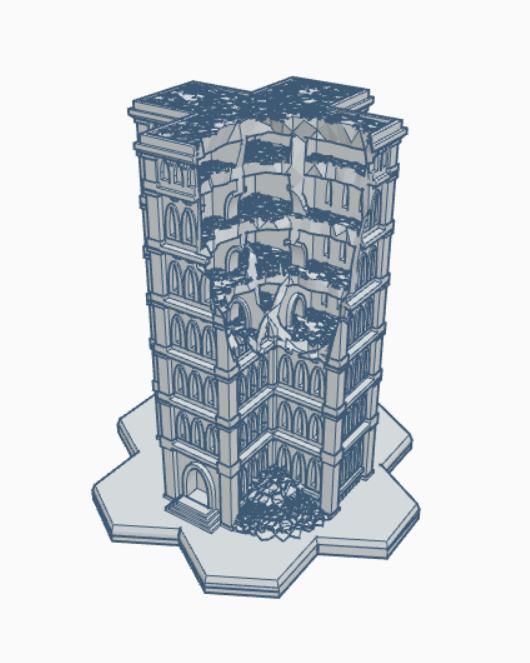 Gothic Ruined Building 26 with hex Base GRHB026