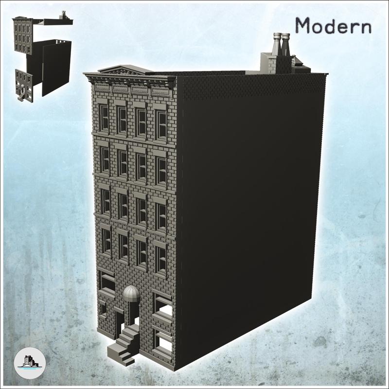 Modern brick building with stairs and small rounded entrance canopy (21) - Cold Era Modern Warfare Conflict World War 3