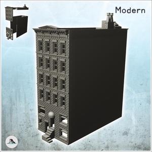 Modern brick building with stairs and small rounded entrance canopy (21) - Cold Era Modern Warfare Conflict World War 3