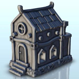 Medieval house with access stairs 8 - Medieval scenery terrain wargame