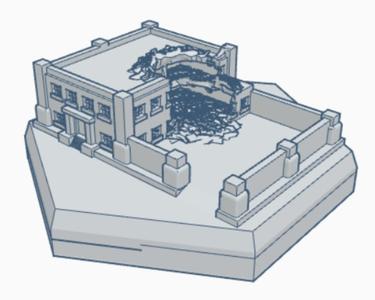 Modern Ruined Police Station Hex Map Scale HMSMR014