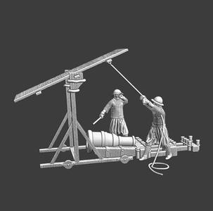 Medieval Bombard diorama with bombard and cover