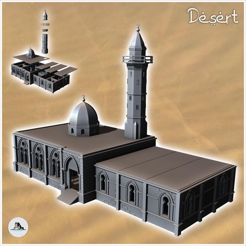 Eastern Arab Mosque with domed minaret and annex (16) - Medieval Modern Oriental Desert Old Archaic East 28mm 15mm RPG