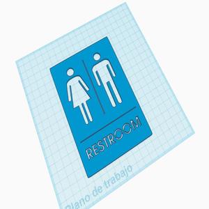WC Restroom Sign for Wall or Door