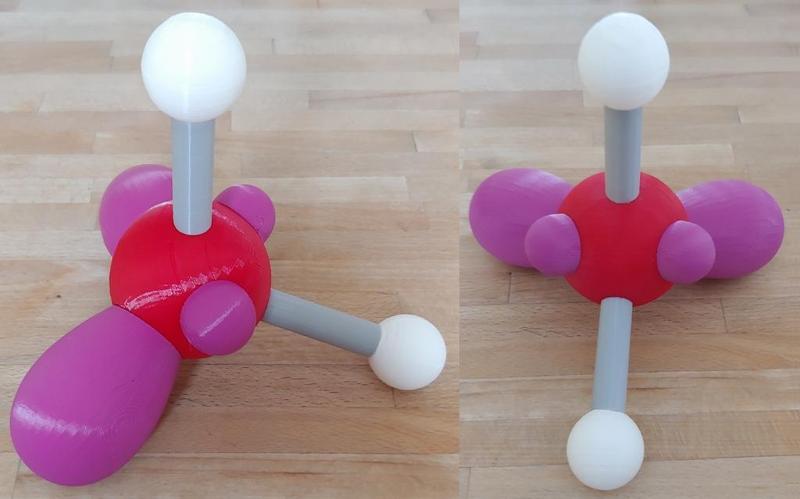 Water molecule with lone pairs of electrons