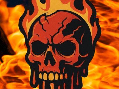 Melting Fire Skull Wallart