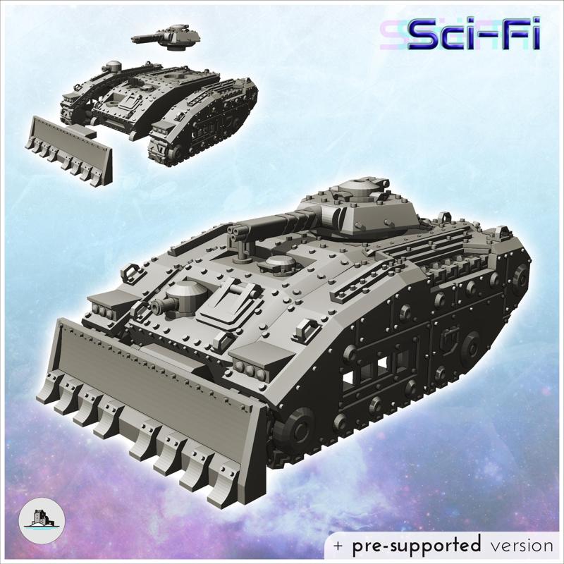 Imperial Raptor tank with front blade (autocannon version) (17) - Future Sci-Fi SF Post apocalyptic Tabletop Scifi Wargaming Planetary exploration RPG Terrain