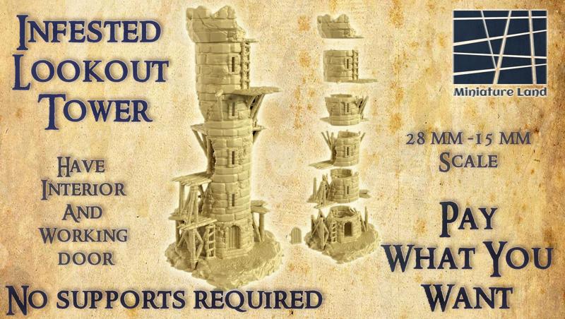 Infested Lookout Tower - Tabletop Terrain - 28 MM