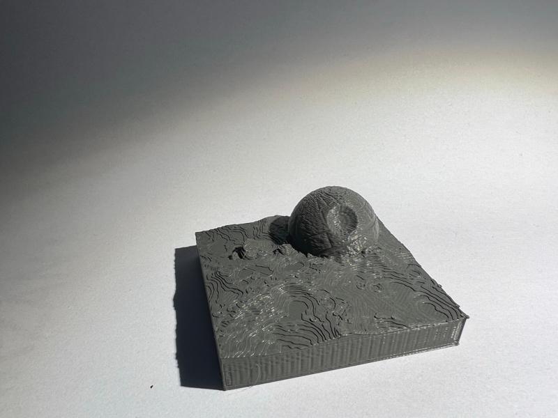 Crashed death star in the ocean small diorama