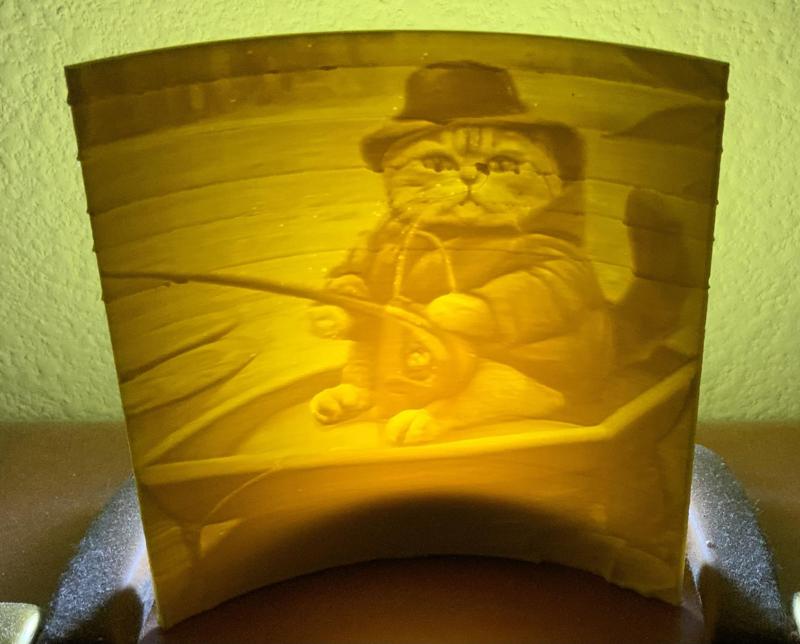Lithophane of a Cat Fishing