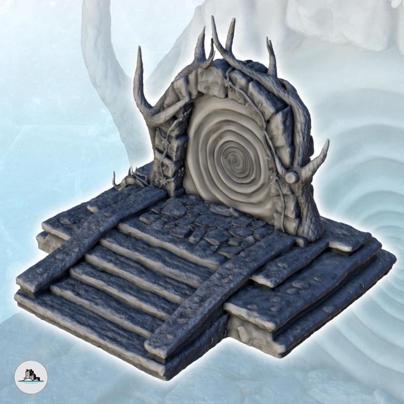 Magic stone gate with tree roots and platform (7) - Alkemy Lord of the Rings War of the Rose Warcrow Saga