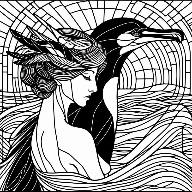 Wall art - The cormorant and the young lady