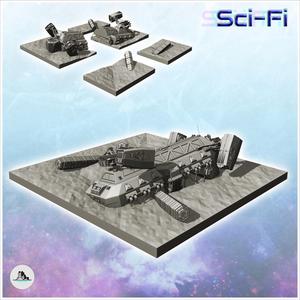 Carcass of freighter cargo hauler spaceship (1) - Future Sci-Fi SF Post apocalyptic Tabletop Scifi Wargaming Planetary exploration RPG Terrain