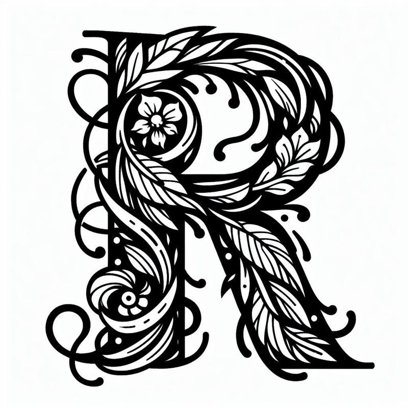 Frottage creation: letter R (version 5)