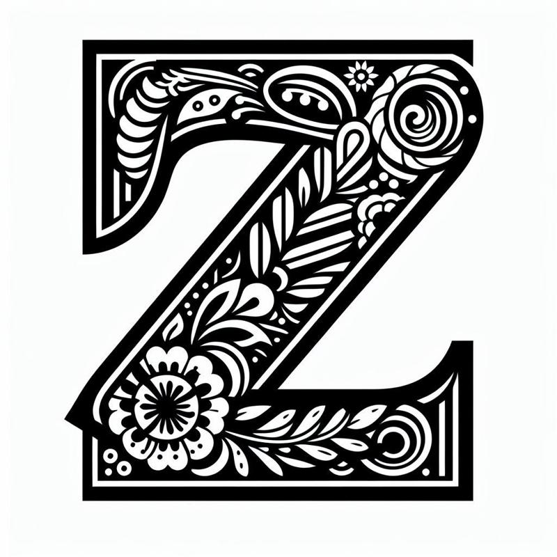 Frottage creation: letter Z (version 6)