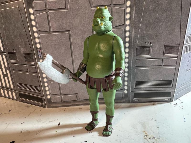 GAMORREAN GUARD, UNARMORED FIGHTER VINTAGE CUSTOM STAR WARS ACTION FIGURE, THE BOOK OF BOBA FETT, THE MANDOLORIAN, KENNER 3.75", CUSTOM 1/18 FIGURE