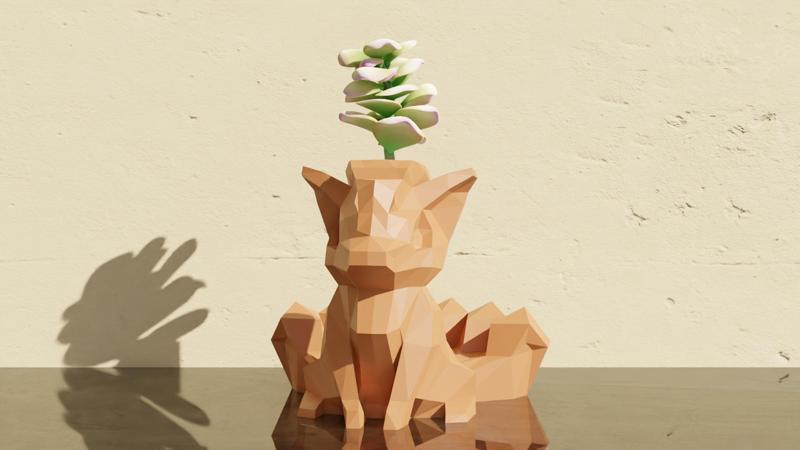 Vulpix Low Poly- Pokemon Pot Plant