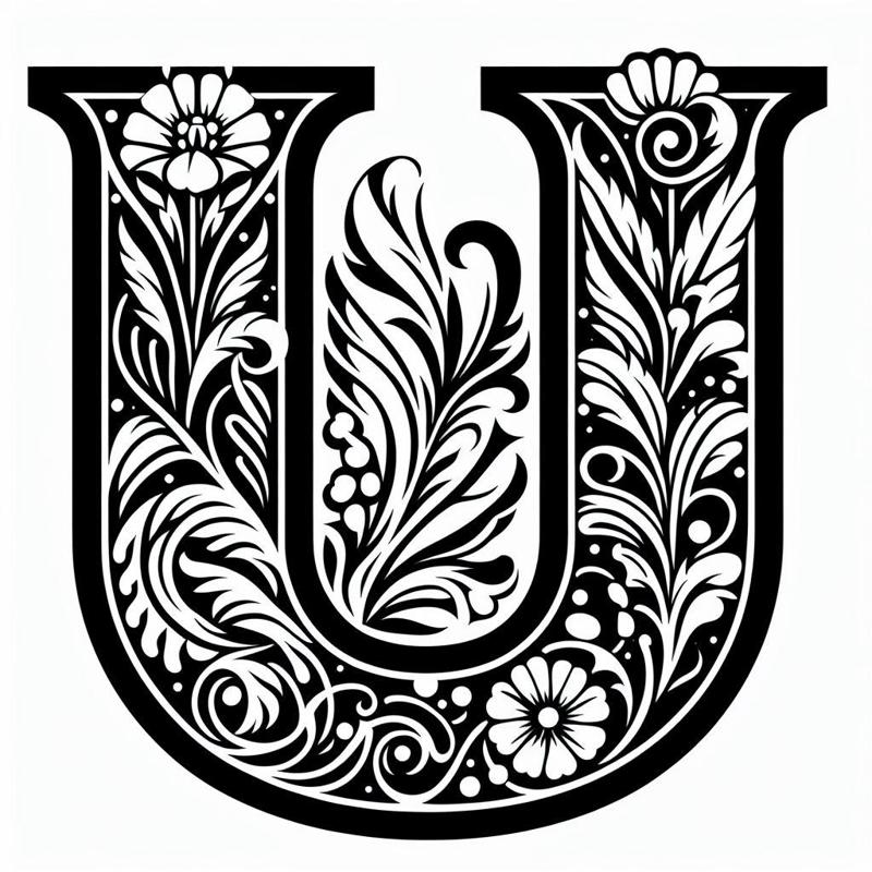 Frottage creation: letter U (version 1)