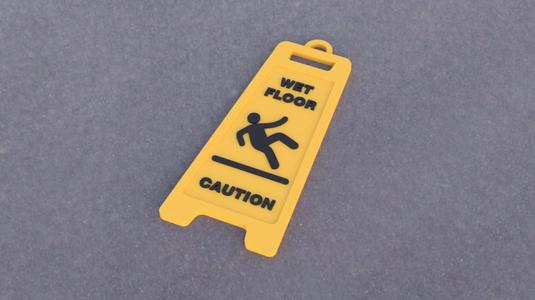"Caution! Wet Floor" - Keychain