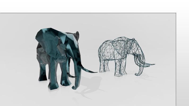 Elephant - Elephant - Voxel - LowPoly - Wireframe 3D Model Print