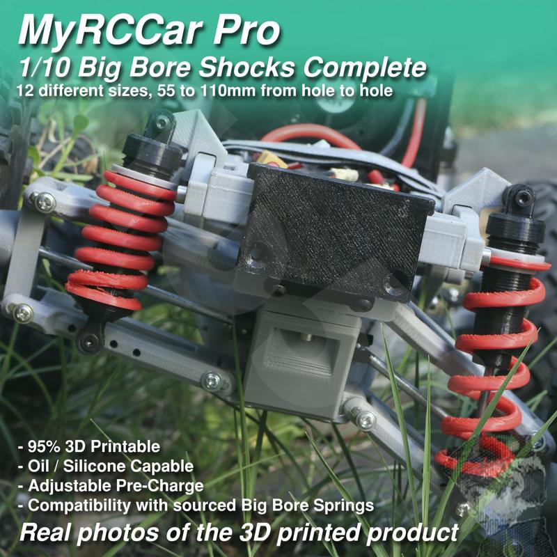 MyRCCar 1/10 Big Bore Shocks Complete, 55-110mm 12 different sizes RC Car Shocks