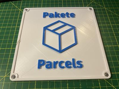 Schild Paket / Parcels